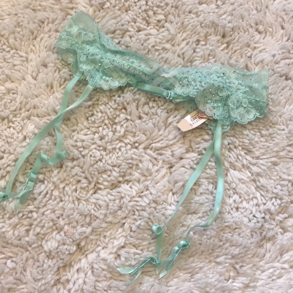 Victoria secret aqua garter belt